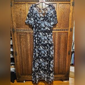 Free People Black and Blue Floral Maxi Dress
